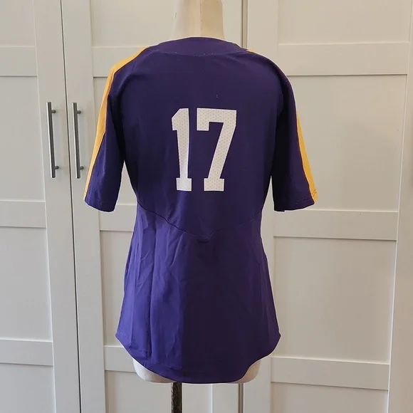 Nike LSU Tigers Softball Game Jersey Women's Medium Purple 881244 Yellow White - Picture 3 of 3